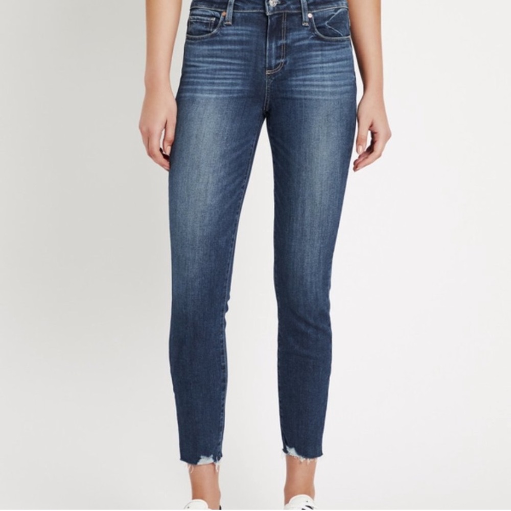 Paige Verdugo Crop Dark Wash Raw Hem Jean 28